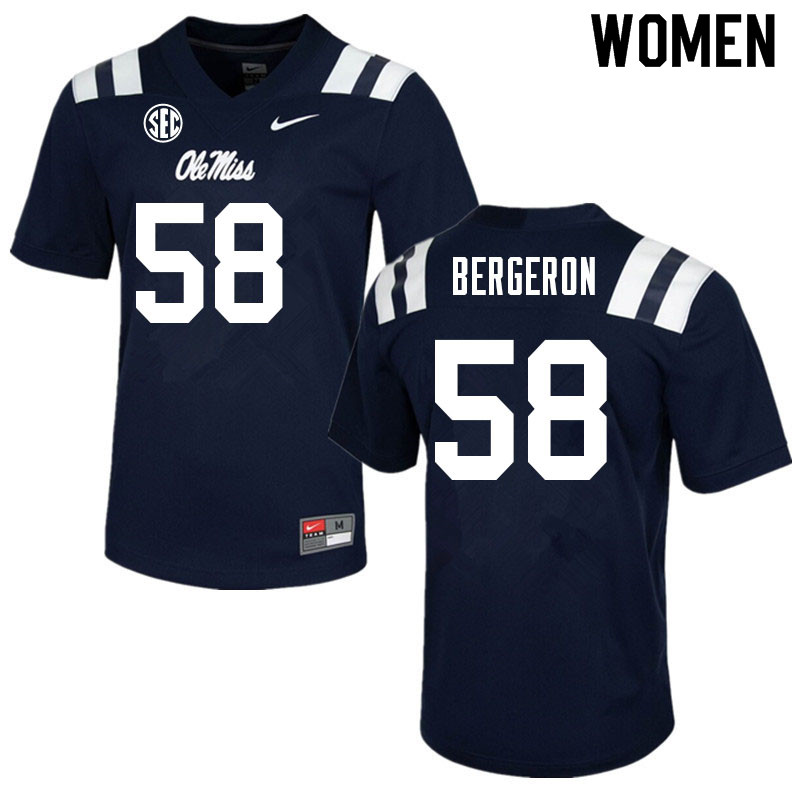 John Bergeron Ole Miss Rebels NCAA Women's Navy #58 Stitched Limited College Football Jersey QGV6158XK